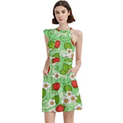 Cocktail Party Halter Sleeveless Dress With Pockets 