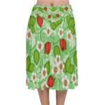 Strawberries Pattern Seamless Velvet Flared Midi Skirt