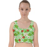 Strawberries Pattern Seamless Velvet Racer Back Crop Top