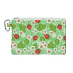 Strawberries Pattern Seamless Canvas Cosmetic Bag (Large)