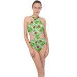 Strawberries Pattern Seamless Halter Side Cut Swimsuit