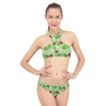 Strawberries Pattern Seamless High Neck Bikini Set