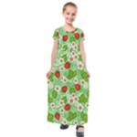 Strawberries Pattern Seamless Kids  Short Sleeve Maxi Dress