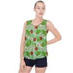 Strawberries Pattern Seamless Bubble Hem Chiffon Tank Top