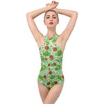 Strawberries Pattern Seamless Cross Front Low Back Swimsuit