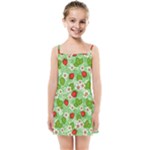 Strawberries Pattern Seamless Kids  Summer Sun Dress