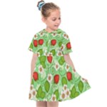 Strawberries Pattern Seamless Kids  Sailor Dress