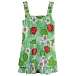 Strawberries Pattern Seamless Kids  Layered Skirt Swimsuit