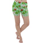 Strawberries Pattern Seamless Lightweight Velour Yoga Shorts