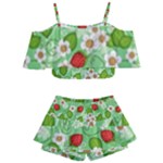 Strawberries Pattern Seamless Kids  Off Shoulder Skirt Bikini