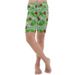 Strawberries Pattern Seamless Kids  Lightweight Velour Cropped Yoga Leggings