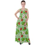 Strawberries Pattern Seamless Empire Waist Velour Maxi Dress