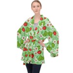 Strawberries Pattern Seamless Long Sleeve Velvet Kimono 