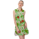 Strawberries Pattern Seamless Sleeveless Shirt Dress