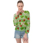 Strawberries Pattern Seamless Banded Bottom Chiffon Top