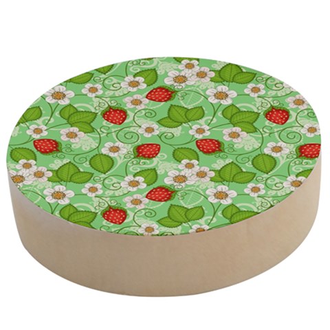 Strawberries Pattern Seamless Wooden Bottle Opener (Round) from ArtsNow.com