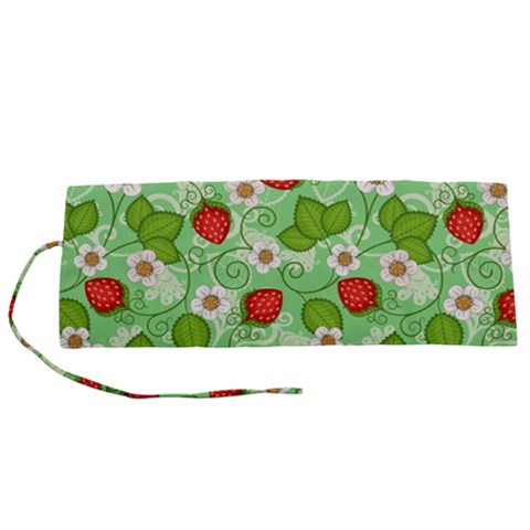 Strawberries Pattern Seamless Roll Up Canvas Pencil Holder (S) from ArtsNow.com