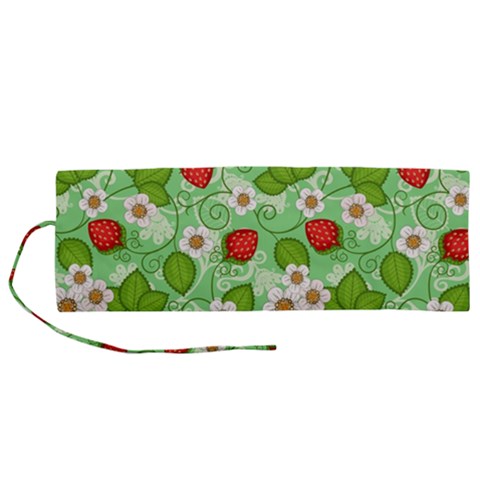 Strawberries Pattern Seamless Roll Up Canvas Pencil Holder (M) from ArtsNow.com