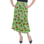 Strawberries Pattern Seamless Midi Mermaid Skirt