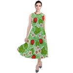 Strawberries Pattern Seamless Round Neck Boho Dress