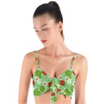 Strawberries Pattern Seamless Woven Tie Front Bralet