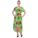 Strawberries Pattern Seamless Front Wrap High Low Dress