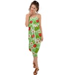 Strawberries Pattern Seamless Waist Tie Cover Up Chiffon Dress