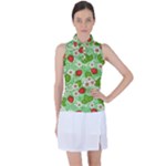 Strawberries Pattern Seamless Women s Sleeveless Polo T-Shirt