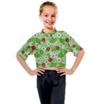 Strawberries Pattern Seamless Kids Mock Neck T-Shirt