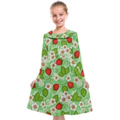 Strawberries Pattern Seamless Kids  Midi Sailor Dress from ArtsNow.com