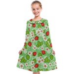 Strawberries Pattern Seamless Kids  Midi Sailor Dress