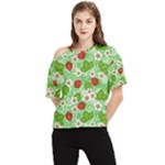 Strawberries Pattern Seamless One Shoulder Cut Out T-Shirt