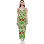 Strawberries Pattern Seamless V-Neck Camisole Jumpsuit