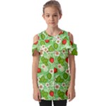 Strawberries Pattern Seamless Fold Over Open Sleeve Top