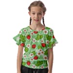 Strawberries Pattern Seamless Kids  Cut Out Flutter Sleeves