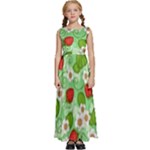 Strawberries Pattern Seamless Kids  Satin Sleeveless Maxi Dress