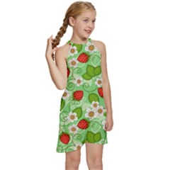 Kids  Halter Collar Waist Tie Chiffon Dress 