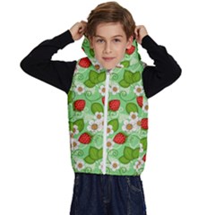 Strawberries Pattern Seamless Kids  Stylish Hooded Puffer Vest from ArtsNow.com