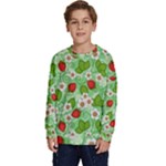 Strawberries Pattern Seamless Kids  Crewneck Sweatshirt