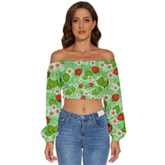 Long Sleeve Crinkled Weave Crop Top 