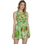 Strawberries Pattern Seamless Sleeveless High Waist Mini Dress