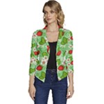 Strawberries Pattern Seamless Women s Casual 3/4 Sleeve Spring Jacket