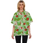 Strawberries Pattern Seamless Women s Batwing Button Up Shirt