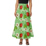 Strawberries Pattern Seamless Tiered Ruffle Maxi Skirt