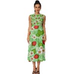 Strawberries Pattern Seamless Sleeveless Round Neck Midi Dress