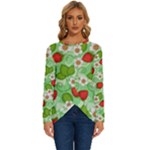 Strawberries Pattern Seamless Long Sleeve Crew Neck Pullover Top