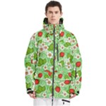 Strawberries Pattern Seamless Men s Multi Pockets Zip Ski and Snowboard Waterproof Breathable Jacket