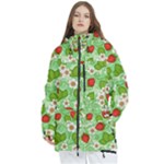 Strawberries Pattern Seamless Women s Multi Pockets Zip Ski and Snowboard Waterproof Breathable Jacket