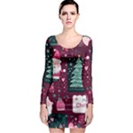 Christmas Santa Claus Long Sleeve Bodycon Dress