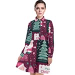 Christmas Santa Claus Long Sleeve Chiffon Shirt Dress